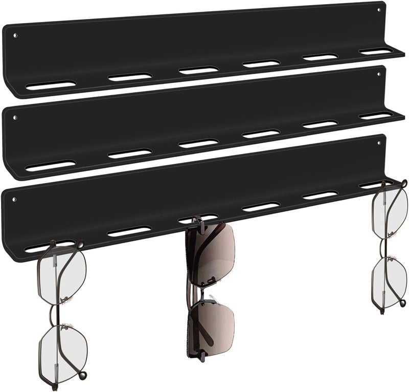 Bigfety Hanging Sunglasses Wall Organizer, Glasses Holder Wall for Display, Acrylic Multiple Eyeglasses Rack 3 Pack, Black - Image 1